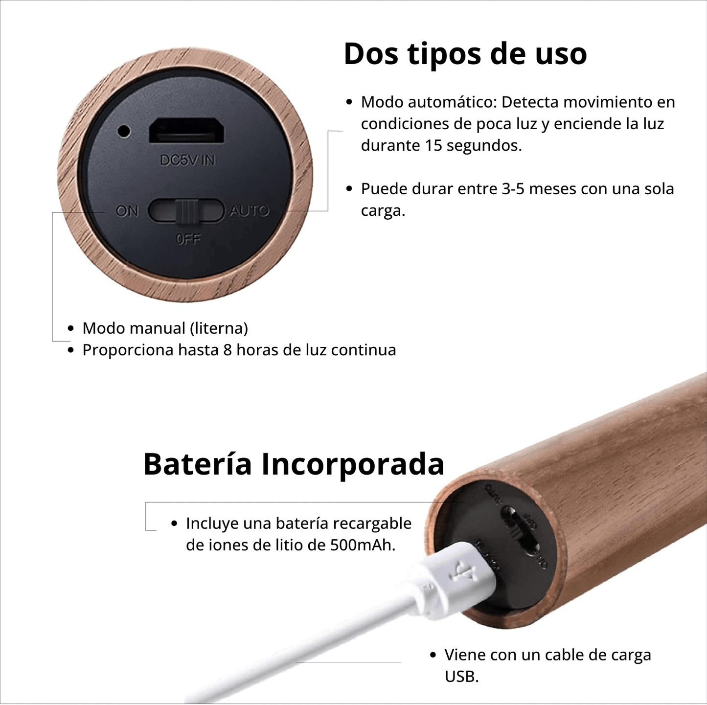 Lámpara LED inalámbrica con sensor de movimiento - Utilicom